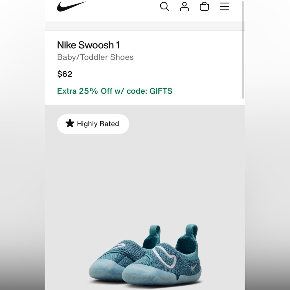 Nike Toddler Swoosh 1 Size 7 Blue